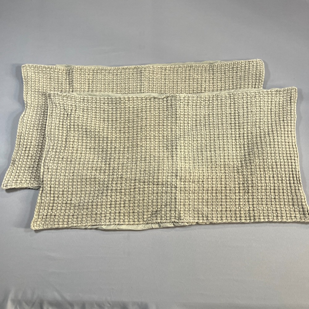 Set Of 2 Levtex King Pillow Shams 20" × 36" Beige Textured Honeycomb Home Decor